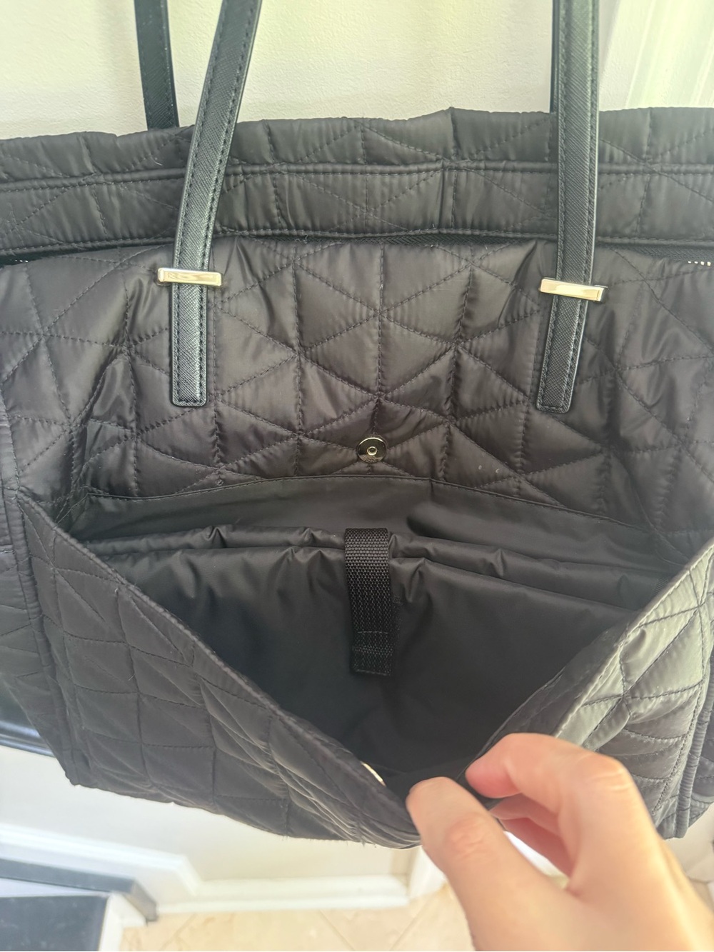 kate spade Black Quilted Diaper Tote Bag with changing pad - Picture 5 of 12